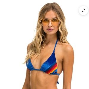 Aviator Nation Blue and Rainbow bikini top